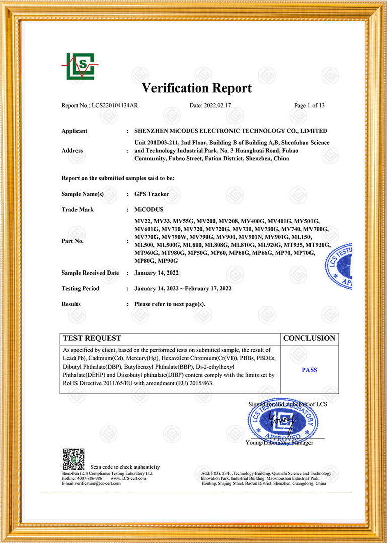 RoHS Certification